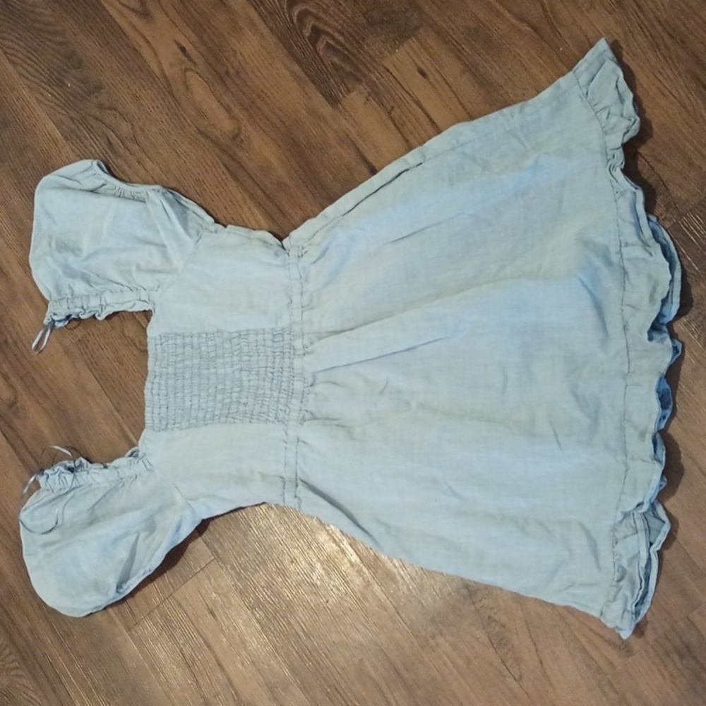 Who What Wear Blue Square Neck Puff Cap Sleeve Ruffle Mini Milkmaid Dress A26 - Picture 6 of 6
